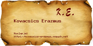 Kovacsics Erazmus névjegykártya